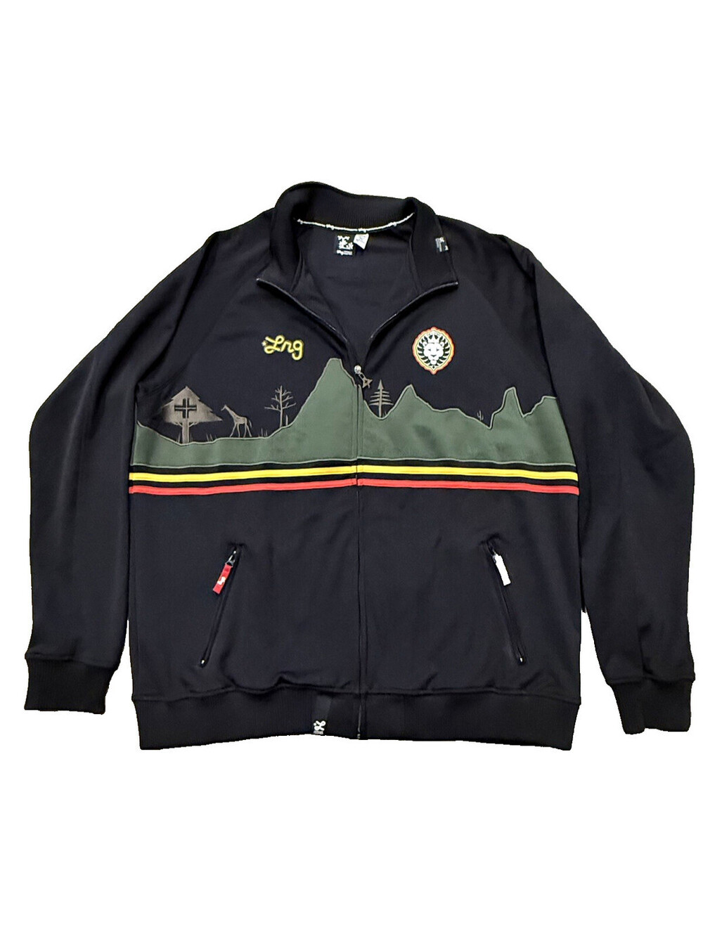 Vintage LRG Clothing Equipment Track Jacket Mens 90s Mountain Rastastripe 4XL